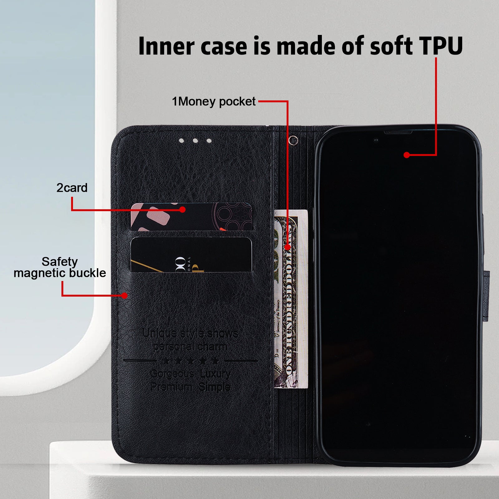 For Google Pixel 9 Case Anti-scratch Solid Color Leather Folio Wallet Phone Cover For Google Pixel 9 Case Anti-scratch Solid Color Leather Folio Wallet Phone Cover
